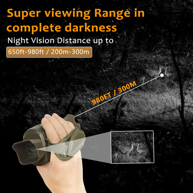 Monocular de Visión Ncturna, 200-300m Infrarrojos Rango de Visión Nocturna, 1920x1080 HD Video 4X Zoom Digital Puede Utilizarse para la Caza