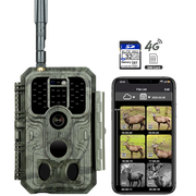 Cámara de Caza Fototrampeo con 4G LTE 32MP 1296P 120° Velocidad de Disparo 0.1s Detección de movimiento con tarjeta SIM y tarjeta S.D de 32 GB / A390G Verde